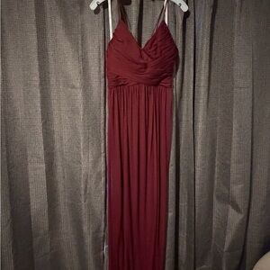 David's Bridal Deep Red Maxi Dress
